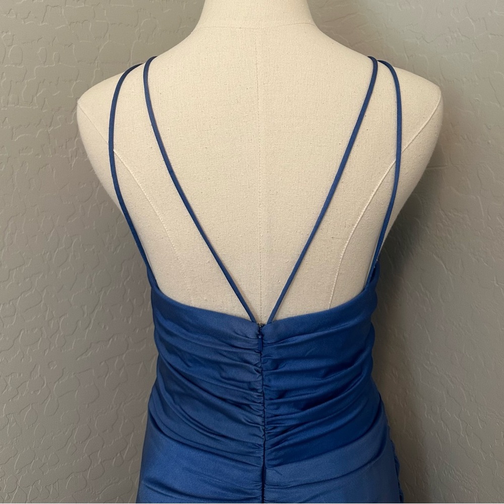🔴FINAL CLEARANCE NEW JOVANI SZ 14 BLUE FRONT SLIT FORMAL EVENING GOWN DAMAGED - Picture 9 of 16